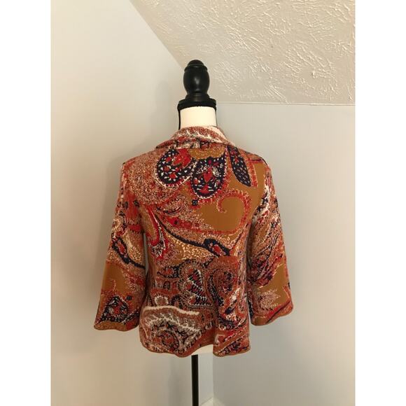 Anthropologie Moth Paisley Intarsia Blazer - Size Extra Small - Picture 4 of 13